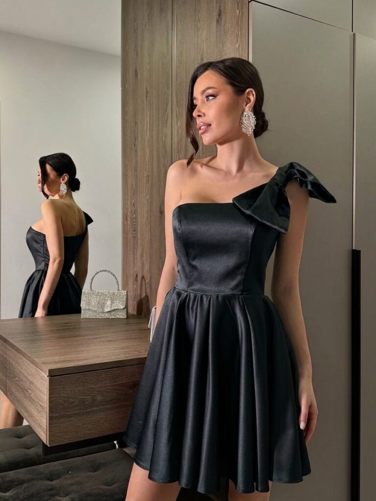 one-shoulder-bow-mini-dress